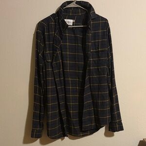Goodfellow & Co Black and Yellow Plaid Casual Button Down Shirt